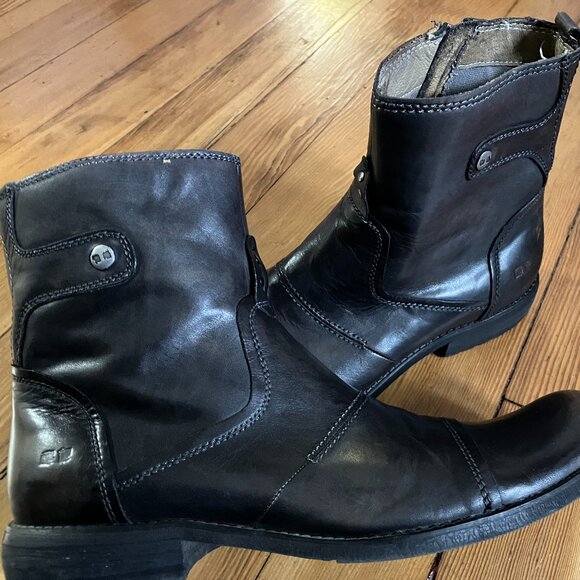 Bed Stu Distressed Black Leather Chelsea Ankle Zip Boots Men's 10.5 - Picture 1 of 15
